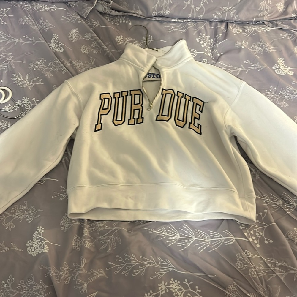 Purdue crop top quarter zip fleece